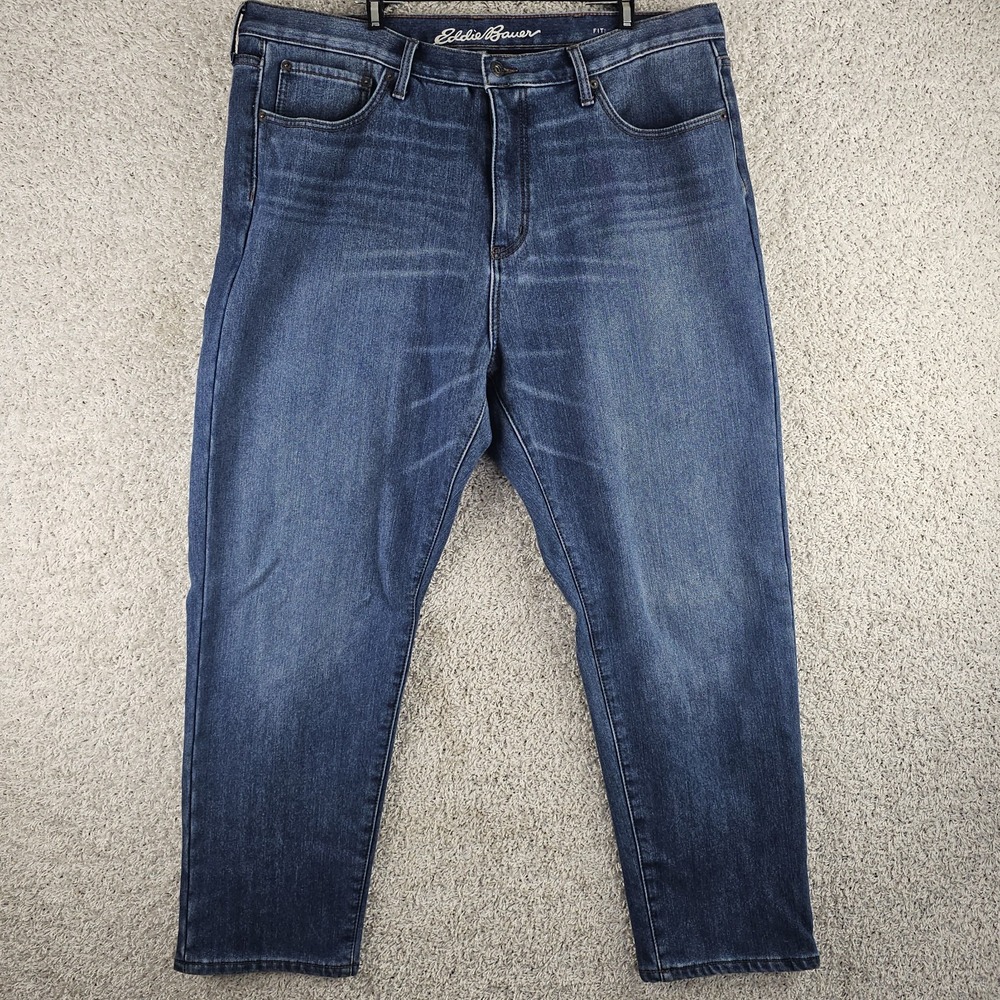 Eddie Bauer Flannel Fleece Lined Straight Leg Jeans 40x30 (29) Denim EUC